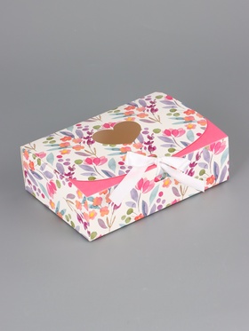 Подарочная коробка сборная с окном «Розовые цветы», 16.5×11, 5×5 см 10967605