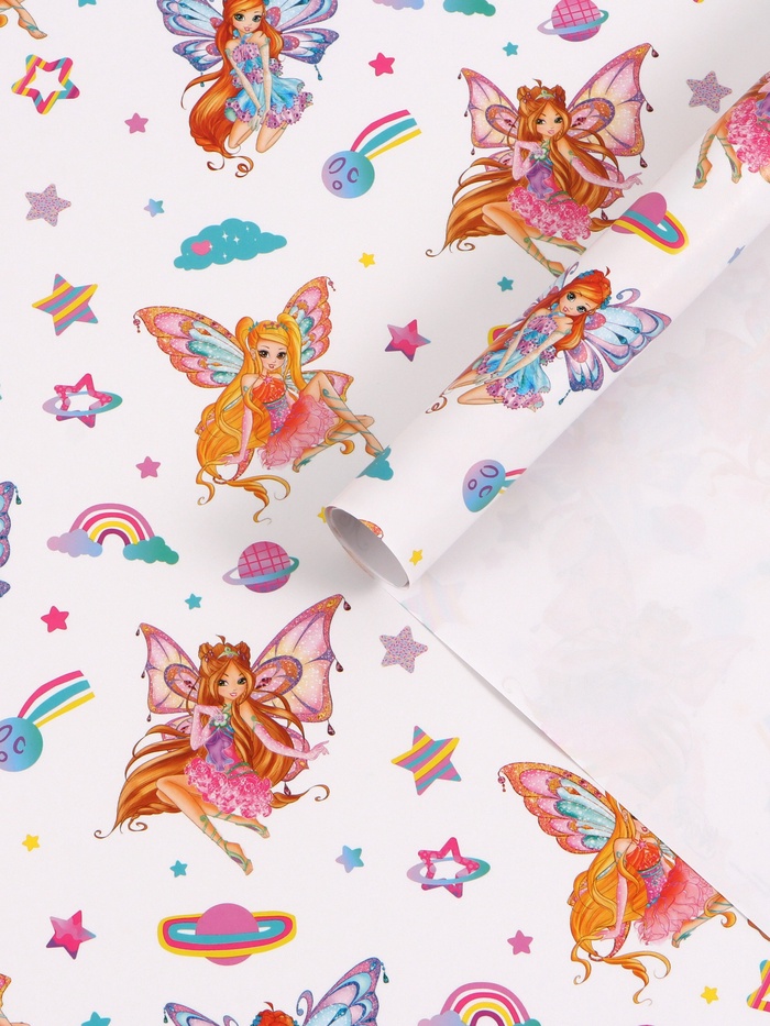 Бумага упаковочная глянцевая «Клуб Винкс», 70×100 см - Фото 1