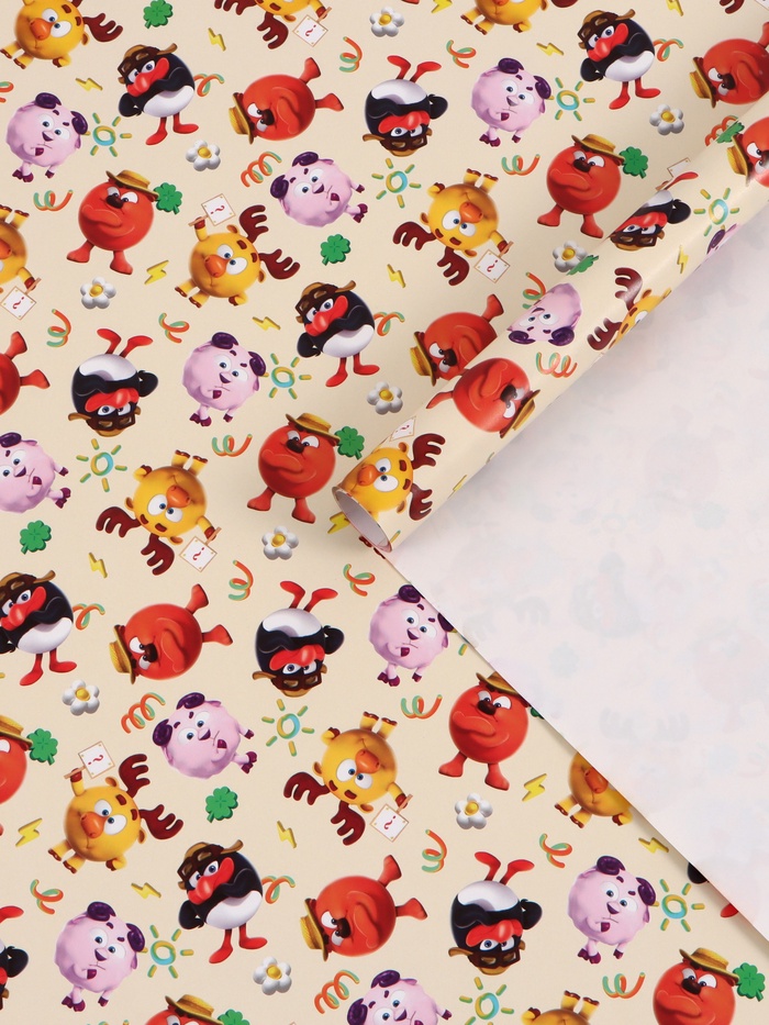 Бумага упаковочная глянцевая «Смешарики», 50×70 см - Фото 1
