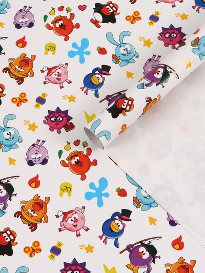 Бумага упаковочная глянцевая «Смешарики», 70×100 см