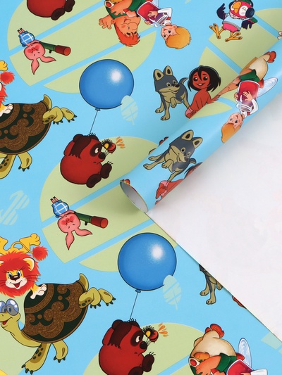 Бумага упаковочная глянцевая «Добрые мультики», 70×100 см