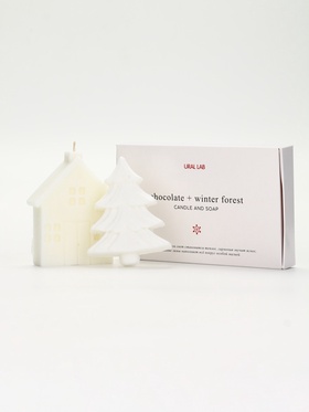 Подарочный набор новогодний: фигурное мыло ёлка и фигурная свеча дом, URAL LAB 10941939