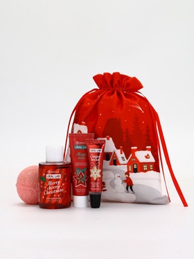 Новогодний подарочный набор косметики в мешке, домики, URAL LAB 10891079
