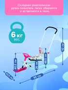 УЦЕНКА Снегокат «Twiny 2+» с забавными медвежатами, со спинкой, с родительской ручкой, голубой, розовый, TW2+/ЗМ Nika - Фото 5