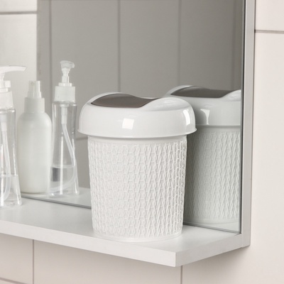 УЦЕНКА Контейнер для мусора Velvet, 1 л, d=13 см, h=15.5 см, настольный, светло-серый, без крышки