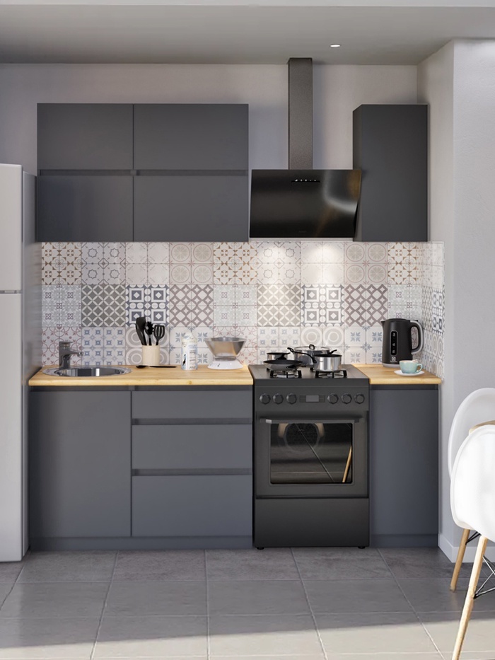 УЦЕНКА Кухонный гарнитур Мори, 1500×600, Графит - Фото 1