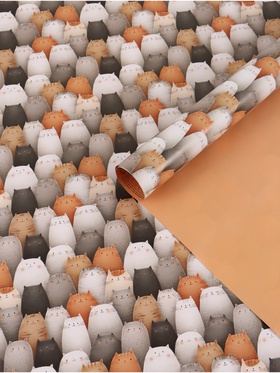 Бумага упаковочная глянцевая двухсторонняя «Коты», 70 × 100 см