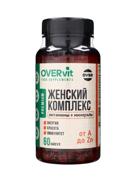 Женский комплекс OVER WOMEN OVERvit, витамины и минералы, 60 капсул