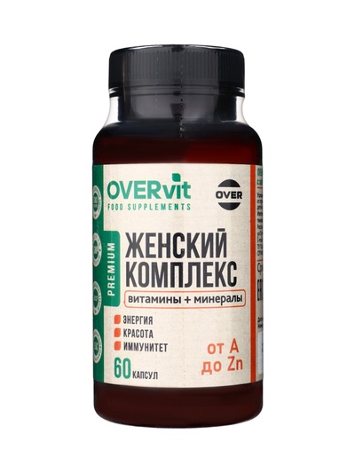 Женский комплекс OVER WOMEN OVERvit, витамины и минералы, 60 капсул