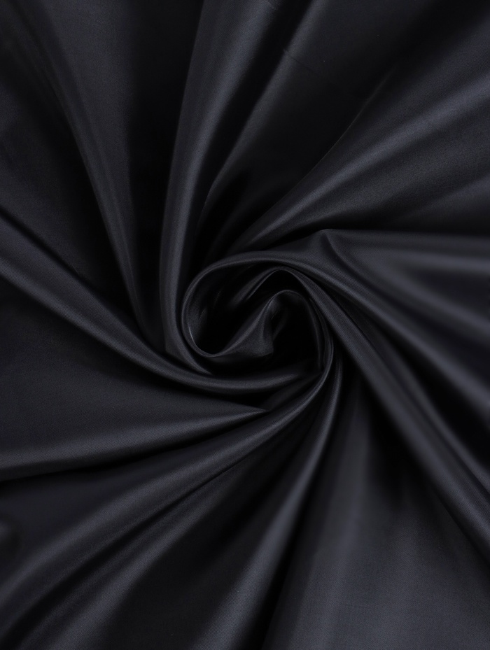 Подкладочная ткань таффета №1, 190Т, ширина 150 см, 100 м, полиэстер, чёрная - Фото 1
