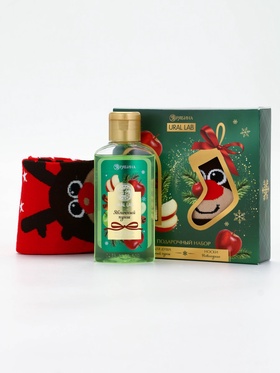 Подарочный набор новогодний «Ароматы праздника», гель для душа, яблоко, 100 мл и носки, URAL LAB