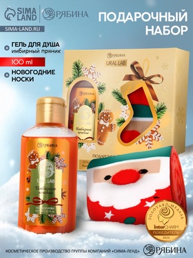 Подарочный набор новогодний «Ароматы праздника», гель для душа, печенье, 100 мл и носки, URAL LAB 10885095