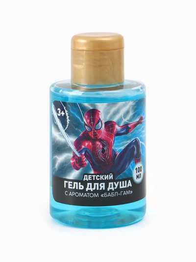 Гель для душа детский, аромат бабл-гам, 100 мл, Человек паук