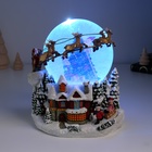 УЦЕНКА Снежный шар новогодний стеклянный «Сани Деда Мороза», музыкальный, световой, d=12 см, 17×16.5×17.5 см - Фото 6