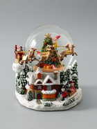 УЦЕНКА Снежный шар новогодний стеклянный «Сани Деда Мороза», музыкальный, световой, d=12 см, 17×16.5×17.5 см - Фото 7