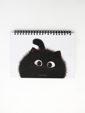 Скетчбук в твердой обложке на гребне А5 80 л 100 г/м "Котик"