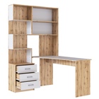 УЦЕНКА Стол компьютерный №1 Правый, 1280х2000х1450, Дуб вотан/Белый - Фото 2