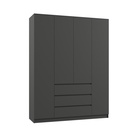 УЦЕНКА Спальный гарнитур Мадера, Шкаф 4 ств, Кровать 160×200, Комод, тумба прикроватная, Графит 9849 - Фото 2