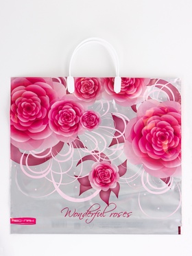 Пакет «Роза на серебре», полиэтиленовый, пластиковая ручка, 37×35 см, 90 мкм 10958909