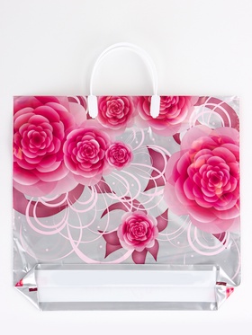 Пакет «Роза на серебре», полиэтиленовый, пластиковая ручка, 37?35 см, 90 мкм (комплект 5 шт)