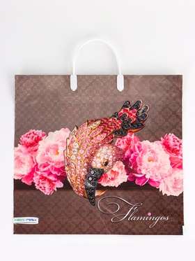 Пакет «Розовый фламинго», полиэтиленовый, пластиковая ручка, 37×35 см, 90 мкм 10958911