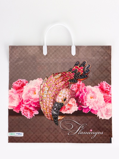 Пакет «Розовый фламинго», полиэтиленовый, пластиковая ручка, 37×35 см, 90 мкм