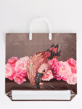 Пакет «Розовый фламинго», полиэтиленовый, пластиковая ручка, 37?35 см, 90 мкм (комплект 5 шт)