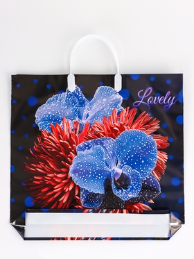 Пакет «Цветочная фантазия», полиэтиленовый, пластиковая ручка, 37?35 см, 90 мкм (комплект 5 шт)