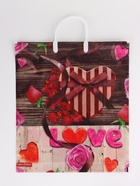 Пакет "С любовью, полиэтиленовый с вырубной ручкой, пласт. 38х44 см, 90 мкм (комплект 5 шт) - фото 63636053