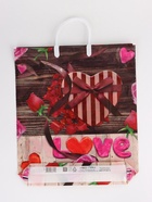 Пакет "С любовью, полиэтиленовый с вырубной ручкой, пласт. 38х44 см, 90 мкм (комплект 5 шт) - фото 63636054