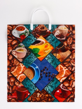 Пакет "Кофейное настроение, полиэтиленовый с вырубной ручкой, пласт. 38х44 см, 90 мкм (5 шт)