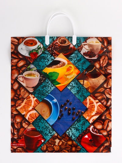 Пакет «Кофейное настроение», полиэтиленовый с пластиковой ручкой, 38×44 см, 90 мкм