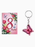 Подарочный набор: блокнот А7, 16 листов и деревянный брелок "Самой милой" 10900536