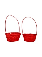 УЦЕНКА Корзина плетёная для хранения, бамбуковая, красная, набор 2 шт. 10972862