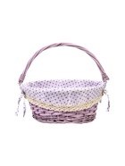 УЦЕНКА Корзина плетеная 32 х 32 х 14 см, ручка h=14 см фиол-ый ткань - Фото 9