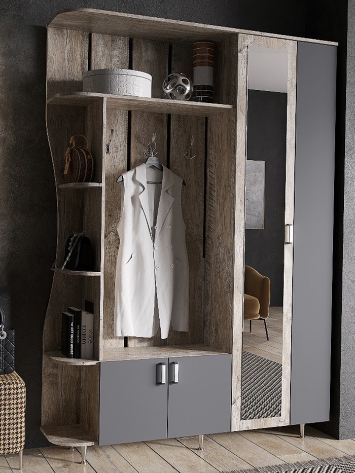 УЦЕНКА Прихожая Лика 1, 1500×370×2150, Дуб юкон/Графит - Фото 1