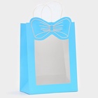 Пакет подарочный с окном «Бант», 26×35×15 см, голубой 10851653