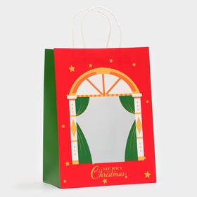 Пакет подарочный бумажный с окном «Театр» 26×35×16 см, крафт красный 10851665