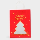 Пакет подарочный бумажный с окном «Ёлка» 26×35×16 см, крафт красный 10851666