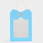 Пакет подарочный бумажный с окном «Бант», 19×26×13 см, голубой 10851671
