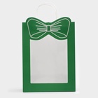 Пакет подарочный бумажный с окном «Бант», 26×35×15 см, крафт зеленый 10851681