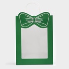 Пакет подарочный бумажный с окном «Бант», 26×35×15 см, крафт зеленый 10851681