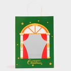 Пакет подарочный бумажный с окном «Театр» 30?22?14 см, крафт зеленый (комплект 2 шт) - фото 63636138