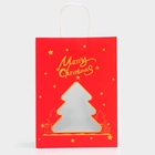 Пакет подарочный бумажный с окном «Ёлка» 30×22×14 см, крафт красный 10851703