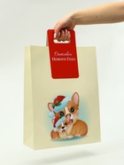 Пакет подарочный с вырубной ручкой «Корги» 30×40×12 см см, красный - фото 14999692