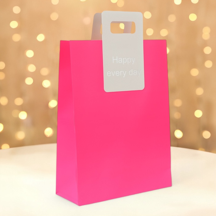 Пакет подарочный бумажный с вырубной ручкой 30×40×12 см, фуксия - Фото 1