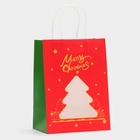Пакет подарочный бумажный с окном «Ёлка» 19×26×13 см, крафт красный 10851721