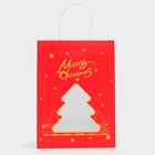Пакет подарочный бумажный с окном «Ёлка» 19×26×13 см, крафт красный 10851721