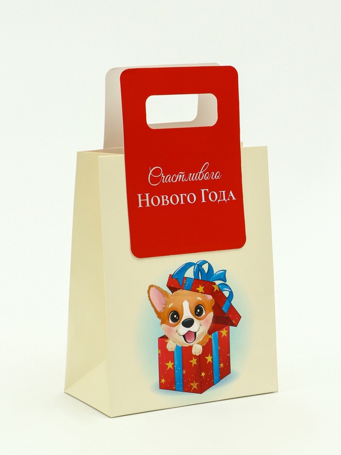 Пакет подарочный с вырубной ручкой «Лучший подарок»18×23×9 см, красный - Фото 1