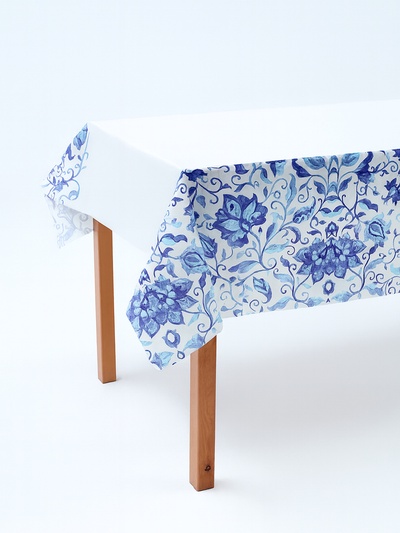 Скатерть одноразовая «Синие Узоры», 130 х 180см